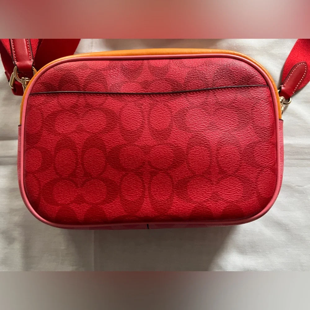 Rare Coach Large Jamie Camera Bag Blocked Signature Sport Miami Red Pink Orange - Picture 7 of 16